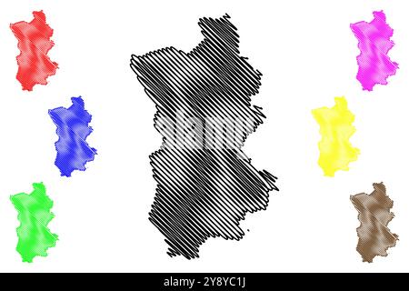 District de Willisau (Suisse, Confédération suisse, canton de Lucerne ou Lucerne) illustration vectorielle de carte, croquis griffonnant carte Wahlkreis Willisau Illustration de Vecteur