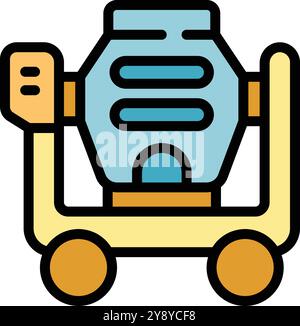 Illustration d'un malaxeur à béton portable, un outil essentiel pour les projets de construction, assurant un mélange efficace du ciment, des granulats et de l'eau Illustration de Vecteur