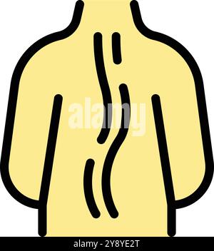 Icône de contour simple représentant la scoliose, une condition médicale affectant la colonne vertébrale Illustration de Vecteur