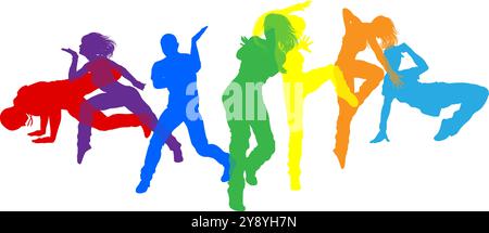 Danseurs Silhouette Street Dance pose silhouettes Illustration de Vecteur