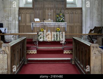 Église paroissiale St Mary, Snettisham, Norfolk, Angleterre, Royaume-Uni - vue intérieure de la nef Banque D'Images