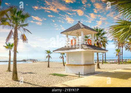 Plage, Marbella, Espagne Banque D'Images