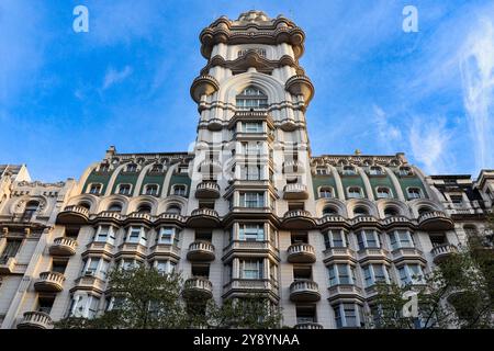 façade du palais barolo à buenos aires au coucher du soleil de l'avenue mayo Banque D'Images