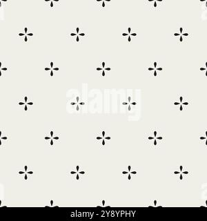 Motif sans couture de fleur. Répétition de petites fleurs mignonnes fond de couturières. Design moderne répété pour les imprimés. Exemple de texture silhouette noire et blanche Illustration de Vecteur