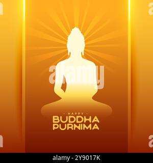 joyeux bouddha purnima ou vecteur de fond de salutation de jour de vesak Illustration de Vecteur