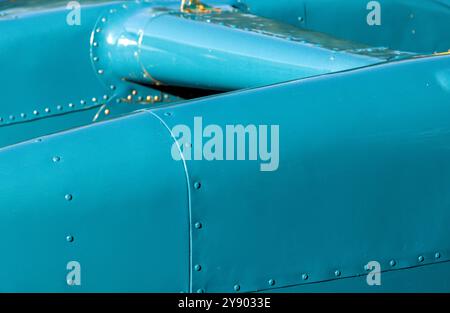 Détail du Bluebird K7 de Donald Campbell exposé au Samlesbury Hall, Lancashire. Banque D'Images