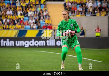 Gothenburg, Suède, 16 juillet 2024. Gardienne de but pour l'Angleterre, Hannah Hampton avec le match de qualification de durée de balle pour L'EURO 2025 contre la Suède. Banque D'Images