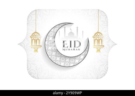 beau fond culturel eid moubarak avec vecteur de conception de demi-lune Illustration de Vecteur