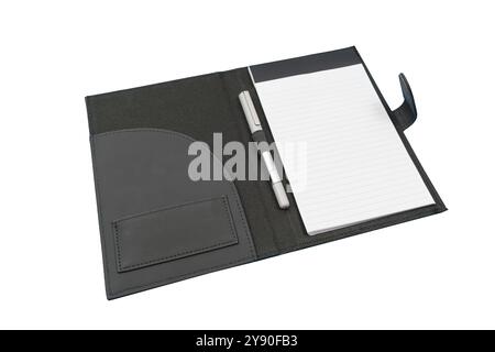 Plan horizontal d'un folio de bloc juridique junior isolé sur blanc avec espace de copie. Incliné. Banque D'Images