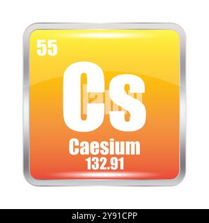 Icône césium. Elément chimique CS. Numéro atomique 55. Masse 132.91. Illustration vectorielle. Illustration de Vecteur