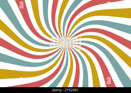 Fond rétro avec des rayons colorés. Vintage tourbillons avec des rayons abstraits Illustration de Vecteur