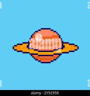 Pixel art Saturn Planet design d'actifs de jeu Illustration de Vecteur