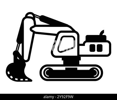 Ce graphique noir et blanc d'une pelle est parfait pour les projets liés à la construction, mettant en évidence les machines et les thèmes industriels dans la conception. Illustration de Vecteur