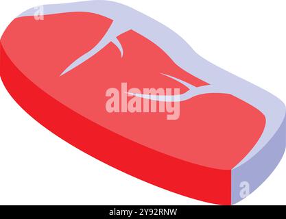 La dalle de viande rouge fraîche présentant une texture persillée repose sur un fond blanc dans la vue isométrique Illustration de Vecteur