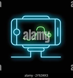 Enseigne au néon d'un smartphone affichant une application de suivi gps avec un itinéraire balisé Illustration de Vecteur