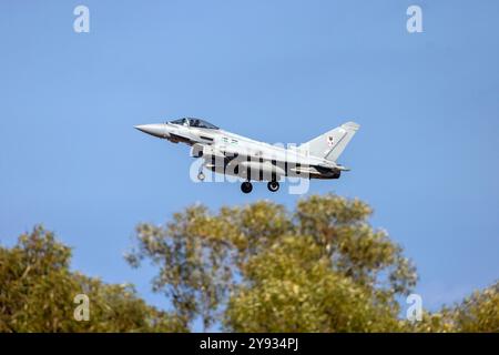 1 sur 6 Eurofighter EF-2000 Typhoon FGR4 (REG : ZK376) de la Royal Air Force atterrissant sur un arrêt technique. Banque D'Images