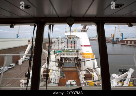 Vue depuis le pont à bord du Kirkella. Le Kirkella est un chalutier congélateur britannique de morue et d'églefin basé à Kingston upon Hull, en Angleterre. Kirk Banque D'Images