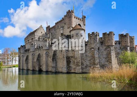 Gravensteen Château médiéval des Comtes, Gand, Flandre, Belgique, Europe Banque D'Images