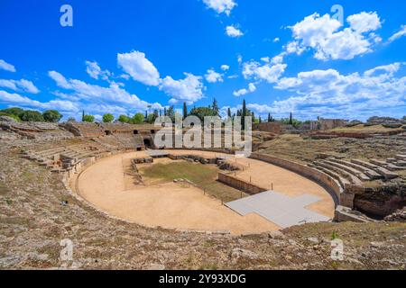Amphithéâtre romain, site du patrimoine mondial de l'UNESCO, Mérida, Estrémadure, Espagne, Europe Banque D'Images