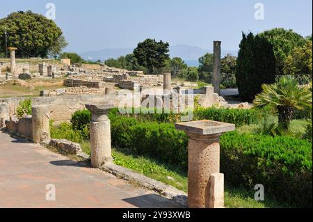 Partie romaine du site archéologique d'Empuries, Costa Brava, Catalogne, Espagne, Europe Banque D'Images