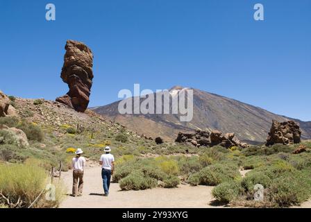 Roque Cinchado, Roques de Garcia, Caldeira de las Canadas, Mont Teide, Parc National du Mont Teide, UNESCO, Tenerife, Îles Canaries Banque D'Images