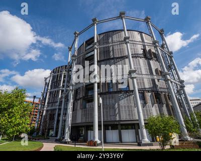 Gasholder Park, King's Cross, Londres, Angleterre, Royaume-Uni, Europe Banque D'Images