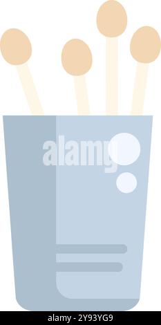 Les champignons Enoki poussent dans un récipient bleu, isolé sur un fond blanc Illustration de Vecteur