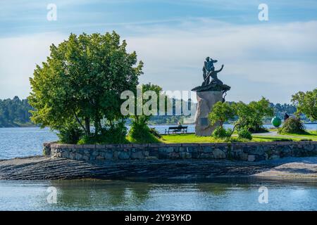 Vue du Mémorial de la Marine Bygdoy WW II depuis le Musée Fram, Bygdoynesveien, Oslo, Norvège, Scandinavie, Europe Banque D'Images