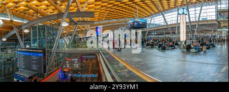 Vue de l'intérieur du salon des départs à l'aéroport d'Oslo, Oslo, Norvège, Scandinavie, Europe Banque D'Images