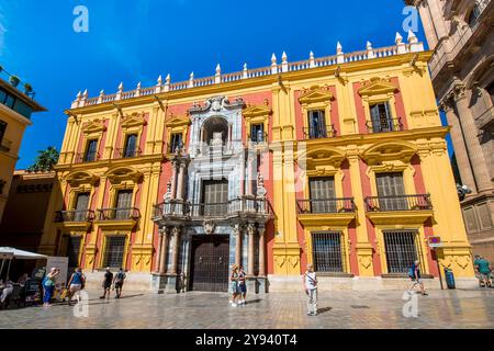 Plaza Del Obispo (place des évêques) et le Palacio épiscopal (Palais épiscopal), vieille ville, Malaga, Costa del sol, Andalousie, Espagne, Europe Banque D'Images
