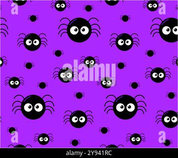 Motif de bande dessinée sans couture d'halloween avec des araignées mignonnes. Doodle Kids background Illustration de Vecteur