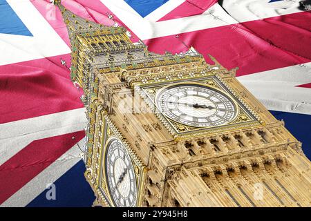 Élections au Royaume-Uni drapeau du Royaume-Uni drapeau du Royaume-Uni Keir Starmer Labour Party remporte les élections générales au Royaume-Uni comme Keir Starmer le dit 2025 Banque D'Images