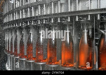 Stary Plzenec, République tchèque. 08 octobre 2024. Le producteur de vin mousseux Bohemia sekt présente sa nouvelle ligne d'embouteillage, l'un des plus gros investissements de la société depuis 20 ans à Stary Plzenec, République tchèque, le 8 octobre 2024. Crédit : Miroslav Chaloupka/CTK photo/Alamy Live News Banque D'Images