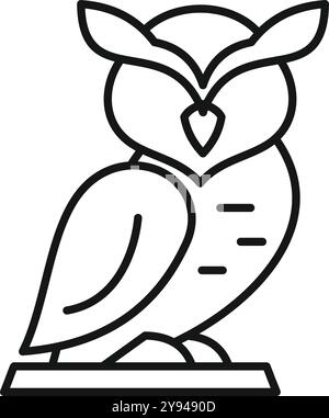 Dessin au trait simple d'un hibou avec de grands yeux debout sur une plate-forme, idéal pour les conceptions minimalistes Illustration de Vecteur