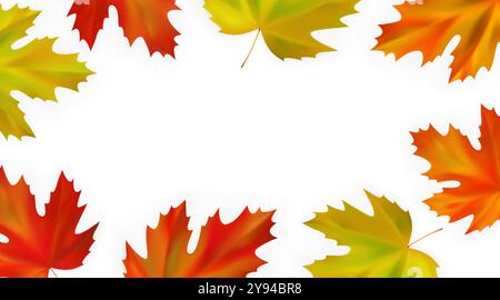 Fond de feuilles d'érable d'automne. Cadre d'automne avec des feuilles d'érable réalistes sur fond blanc. Illustration vectorielle Illustration de Vecteur