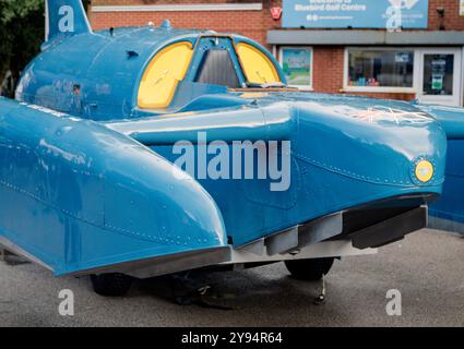 Détail du Bluebird K7 de Donald Campbell exposé au Samlesbury Hall, Lancashire. Banque D'Images