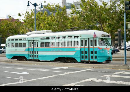 Tramway 1076, construit en 1946. Cette voiture commémore les tramways de Washington DC. Banque D'Images