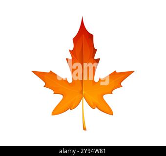 La feuille d'érable d'automne de dessin animé, présentant de riches teintes orange et rouge vibrantes, capture l'essence de l'automne, évoquant des sentiments de chaleur saisonnière et de nostalgie, soulignant la transition de la nature automnale Illustration de Vecteur