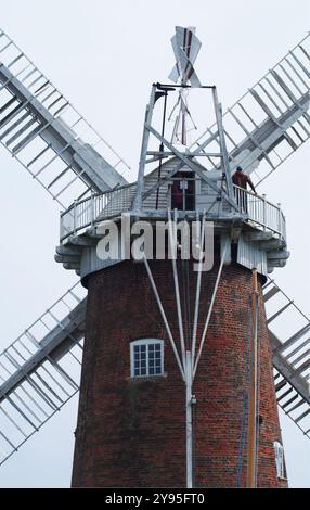 Une vue de Horsey Windpump un travail restauré, mill. Norfolk, Angleterre, Royaume-Uni Banque D'Images