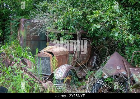 Corder, Missouri - Lorenz Service and Salvage, une jonque pour les voitures anciennes et anciennes. Banque D'Images