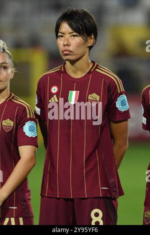 Roma, Latium. 08 octobre 2024. Saki Kumagai de L'AS Roma lors du match de Ligue des champions de WomenÕs entre Roma Women contre Wolfsburg au stade Tre Fontane à Rome, Italie, le 08 octobre 2024. Crédit : massimo insabato/Alamy Live News Banque D'Images