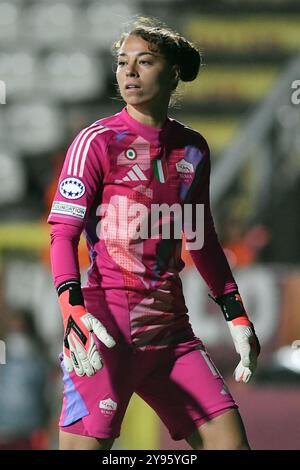 Roma, Latium. 08 octobre 2024. Camelia Ceasar de L'AS Roma lors du match de la Ligue des Champions de WomenÕs entre Roma Women contre Wolfsburg au stade Tre Fontane à Rome, Italie, le 08 octobre 2024. Crédit : massimo insabato/Alamy Live News Banque D'Images