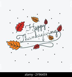 Fond de modèle de lettre de typographie Happy Thanksgiving Day. Illustration vectorielle Illustration de Vecteur