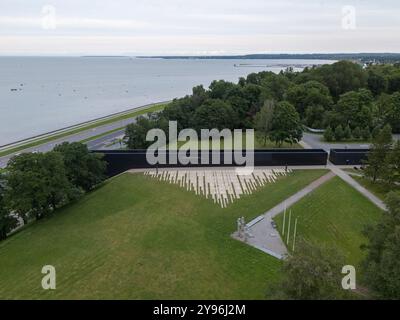 Un mémorial pour les victimes du communisme à Tallinn, Estonie vu des airs Banque D'Images