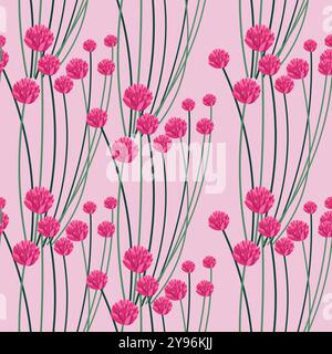 Vecteur de motif sans couture de fleurs sauvages roses Illustration de Vecteur