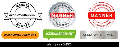 Reconnaissance méthode timbre reconnaissance travail appréciation badge autocollant emblème coloré grungy brillant texturé design set collection icône Illustration de Vecteur