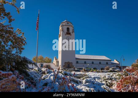 Boise Depot couvert d'une neige hivernale Banque D'Images