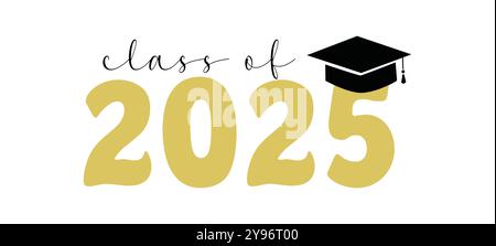 Classe de graduation 2025 citation Senior classe de graduation 2025 rétro vintage typographie sublimation SVG sur fond blanc Illustration de Vecteur