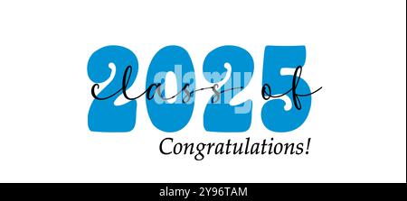 Classe de graduation 2025 citation Senior classe de graduation 2025 rétro vintage typographie sublimation SVG sur fond blanc Illustration de Vecteur