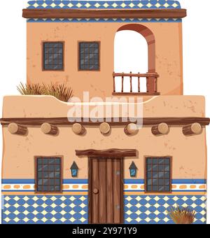 Illustration d'une maison d'adobe mexicaine classique Illustration de Vecteur